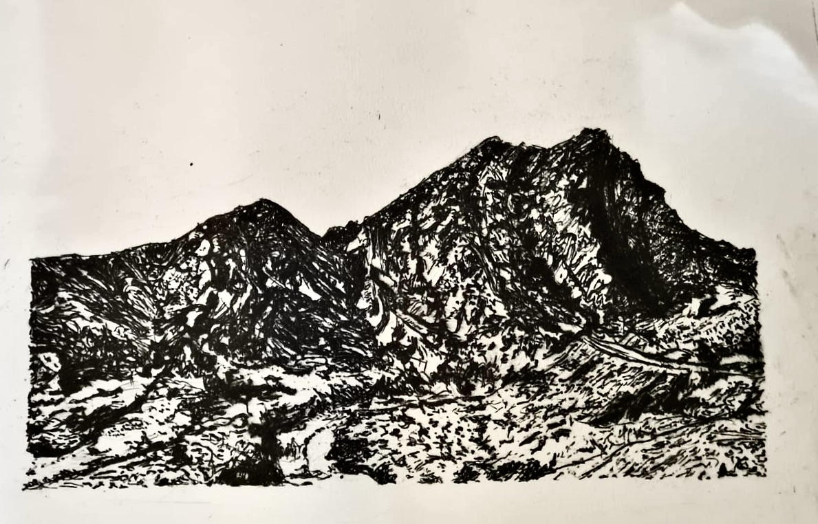 monochrome print of a fold in the deserts of Israel